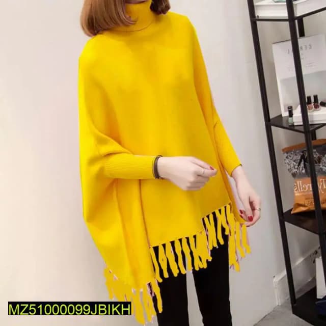 Women's stitched Fleece plain Poncho