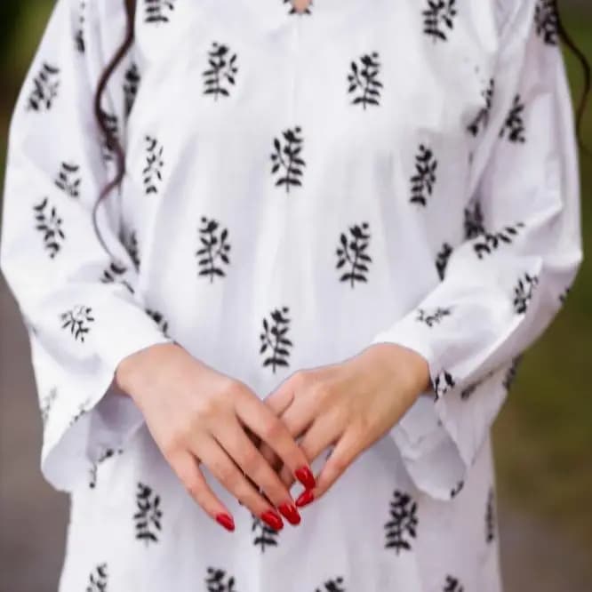 2pcs women's stitched linen Block printed suit