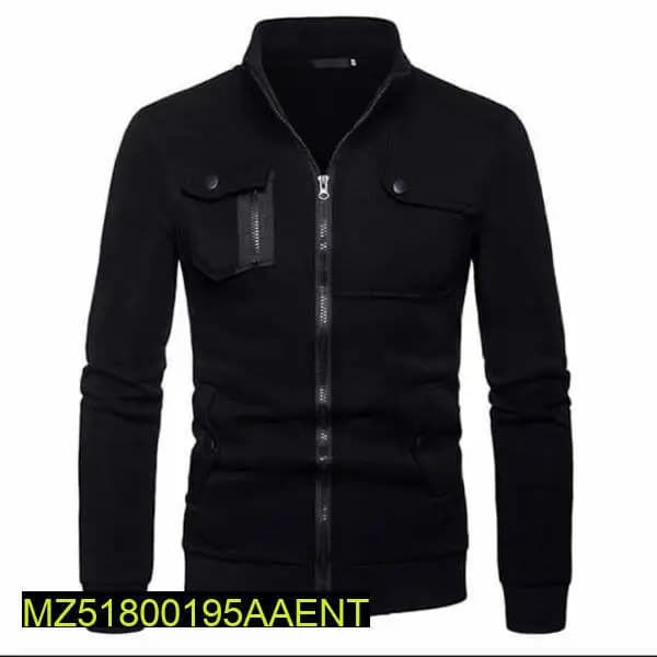 Men's stitched Fleece patchwork pocket zipper jacket