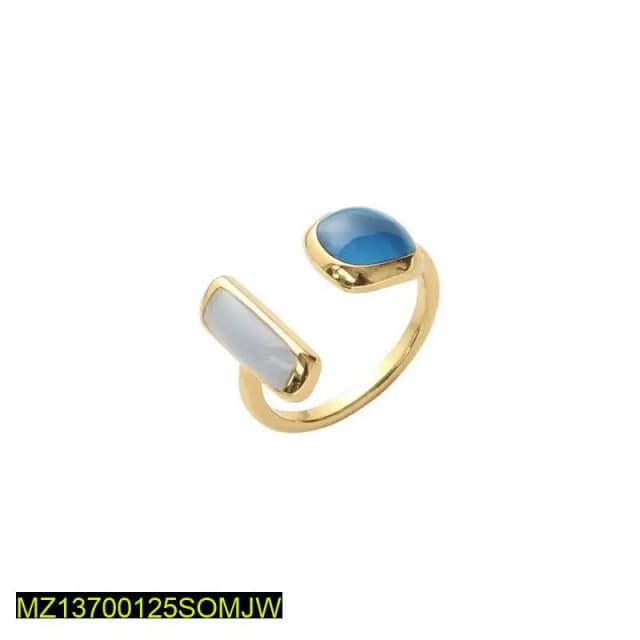 Enamel Gold Plated Multicolored Stone Adjustable Ring