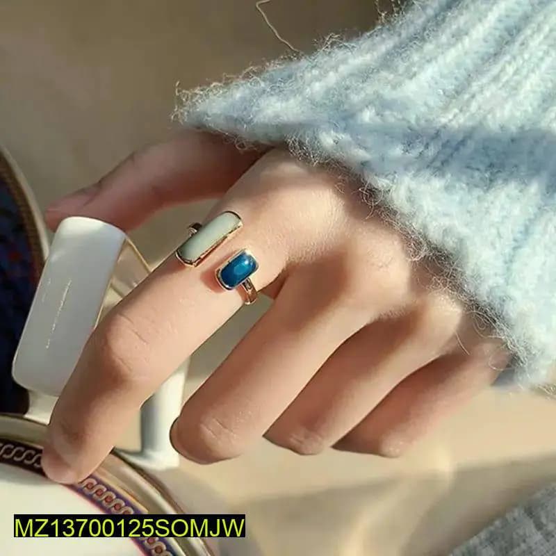 Enamel Gold Plated Multicolored Stone Adjustable Ring