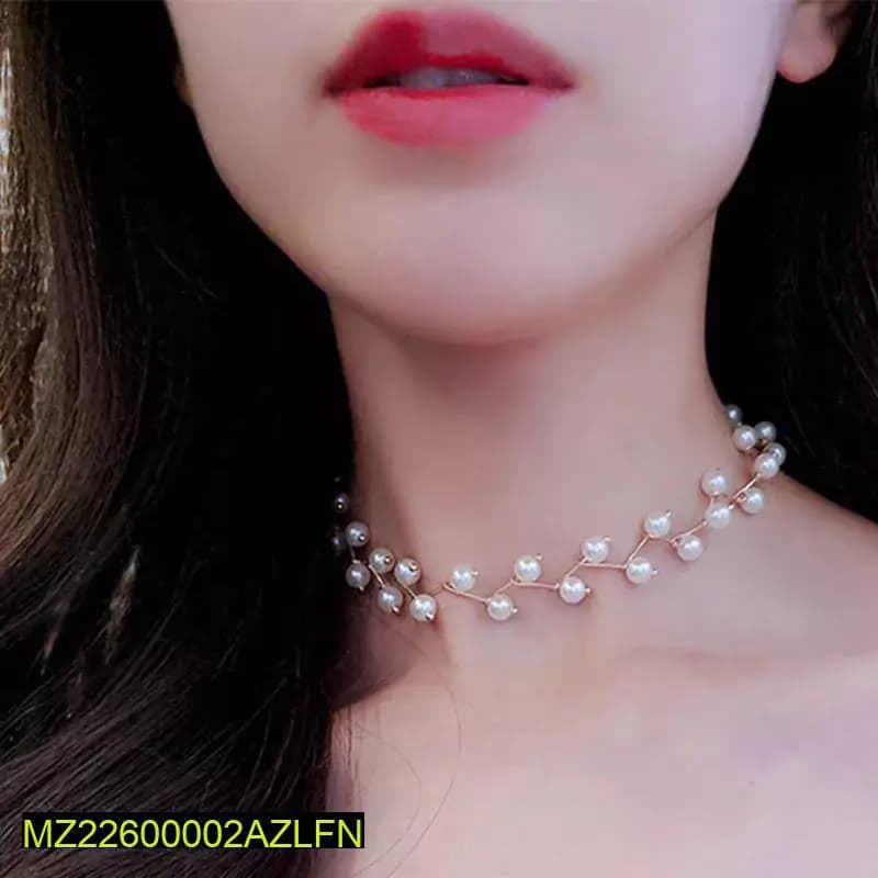 Alloy Gold Plated Pearl Stone Choker