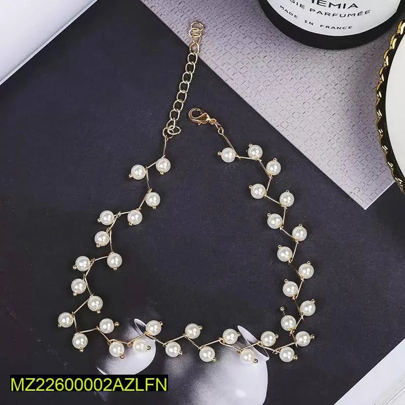 Alloy Gold Plated Pearl Stone Choker